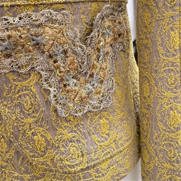 Joimo Floral Tapestry Blazer Jacket Women's M Gold Tan Embellished 90's Y2K - Picture 5 of 11